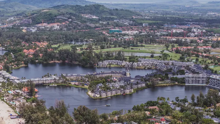 Laguna area, Phuket. Drone photo.