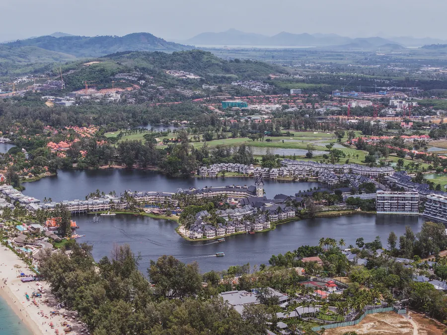 Laguna area, Phuket. Drone photo.