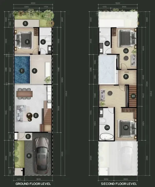 Floor plan of townhouse in Choeng Thale
