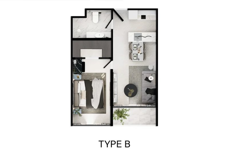 Spacious 1 bedroom apartment in a new complex near Layan Beach, Phuket