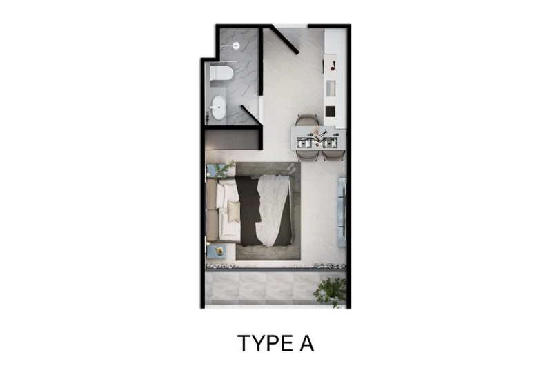 Studio apartment in a new complex near Layan Beach, Phuket