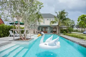 Pool area of condo in Rawai