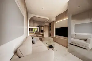 Living room of condo in Si Sunthon