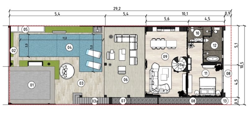 Two-storey villa with 4 bedrooms and a swimming pool 950 meters from Rawai Beach, Phuket in Orbita Villa-Town complex
