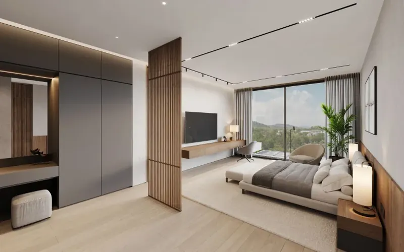 Bedroom of villa in Ко Каео
