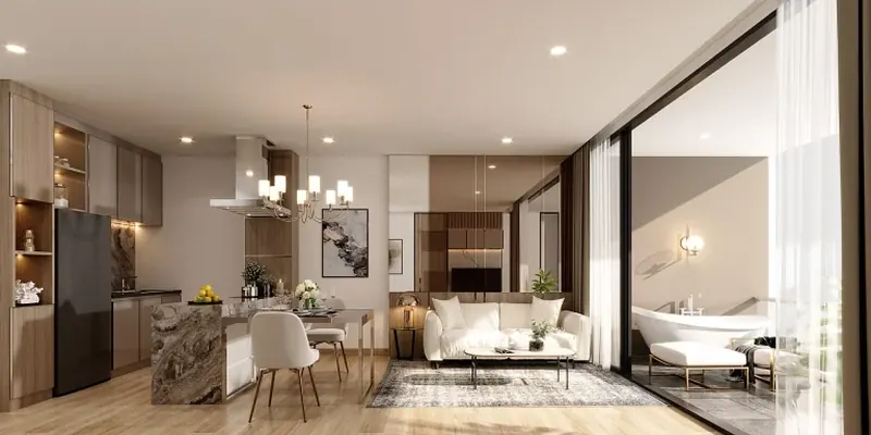 Living room of condo in Karon