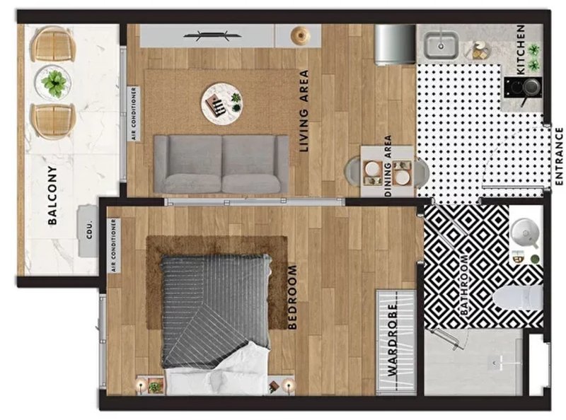 40 sq.m 1-Bedroom Apartment in Nayang district, Phuket in The Title Halo 1