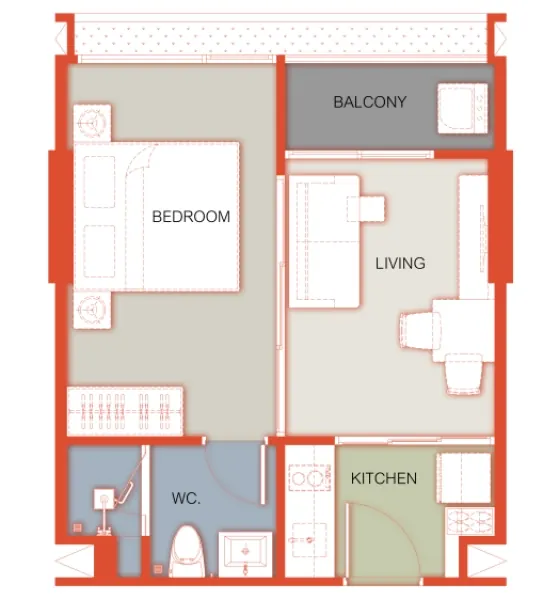 ห้องนอนของวิลล่า ในเทพกระษัตรี