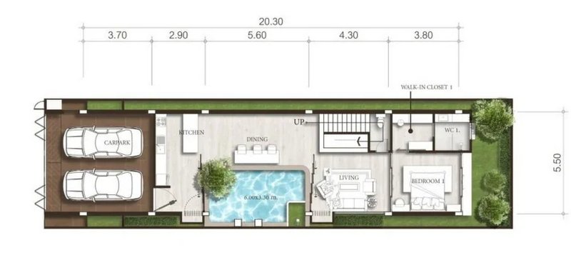 Two-storey 3 bedroom villa with private pool in Talang area, Phuket at Prime Villas Srisoonthorn