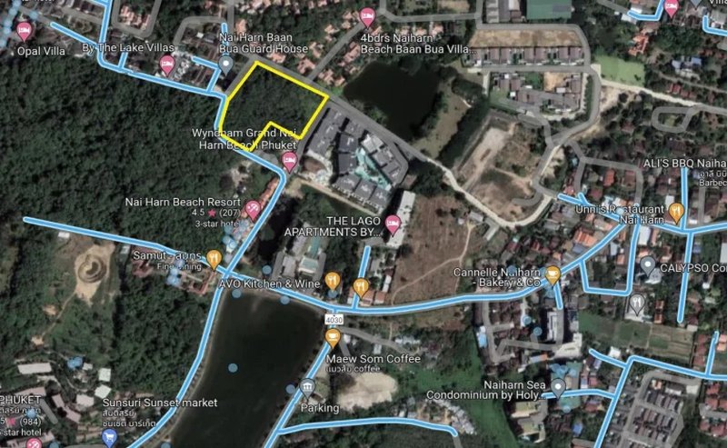 Land plot of 6.45 rai at Nai Harn beach, Phuket