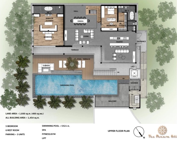 5 Bedroom villa with private pool on the lake, Phuket in The Menara Hill