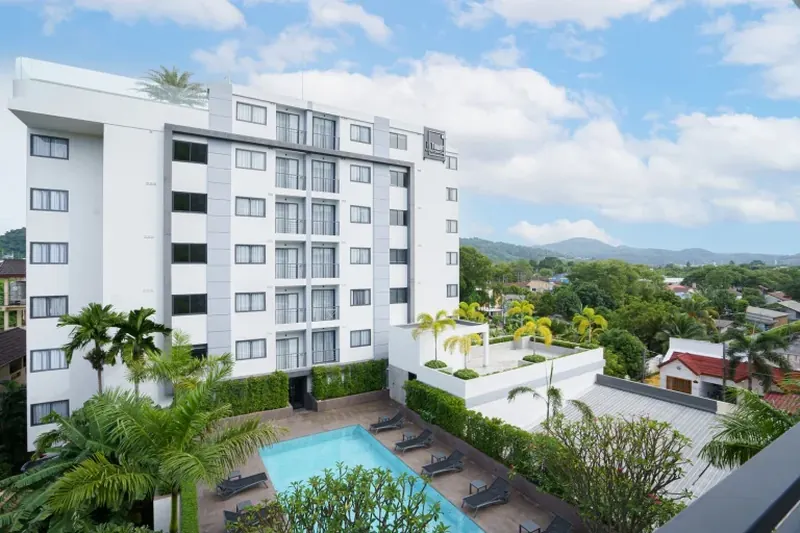 Pool area of condo in Chalong
