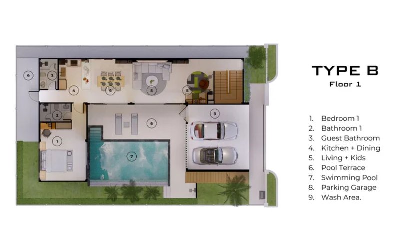 Two-storey 3 bedroom villa with swimming pool near Bang Tao, Phuket in Le Villa Lake