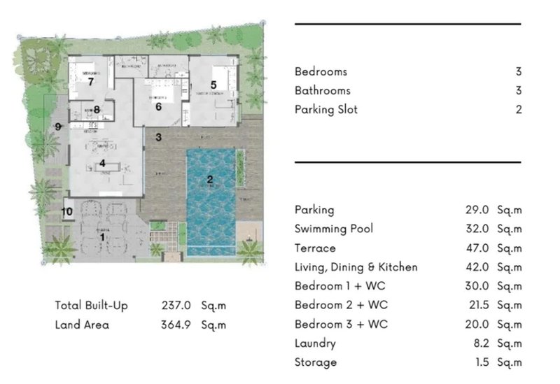 3 Bedroom Villa with Private pool in Rawai, Phuket at Bamboo Garden