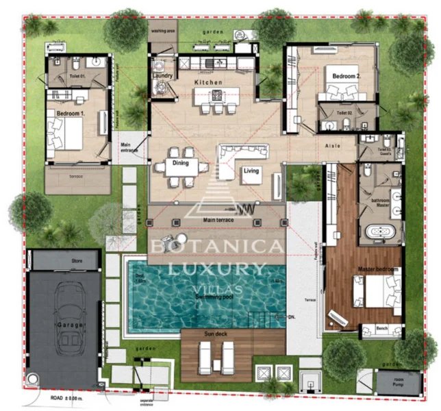 3 Bedroom Villa with pool in Layan area, Phuket in Botanica Lakeside