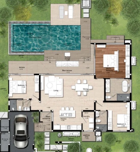 3 Bedroom villa with pool in Talang, Phuket at Botanica Modern loft II