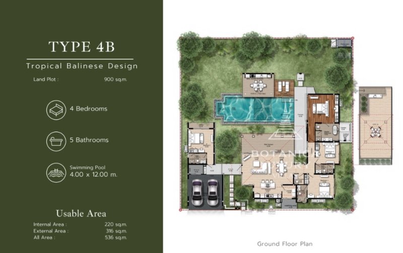 4 bedroom Tropical villa with private pool in Bang Tao area, Phuket at Botanica Forestique