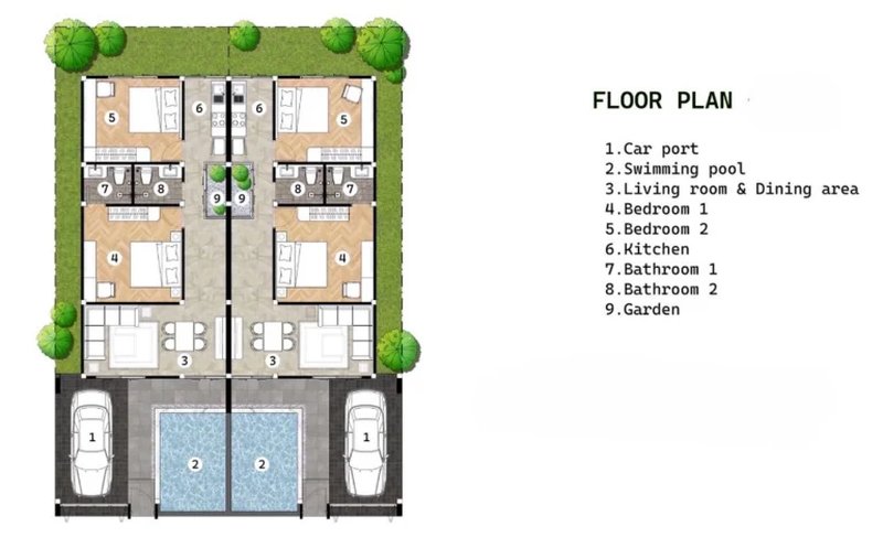 2 Bedroom Villa with Private pool in Sakhu Area, Phuket at Narinsaya Pool Villas