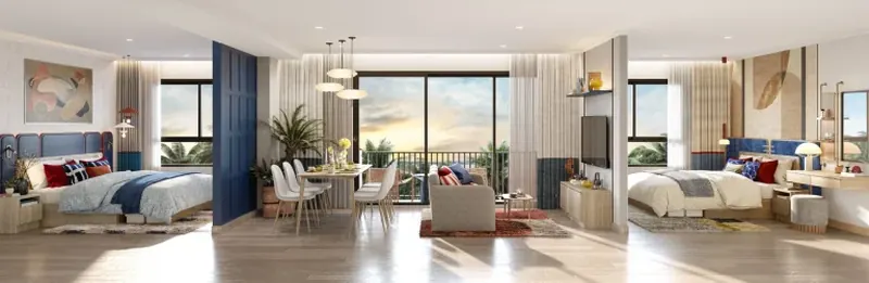 Living room of condo in Choeng Thale
