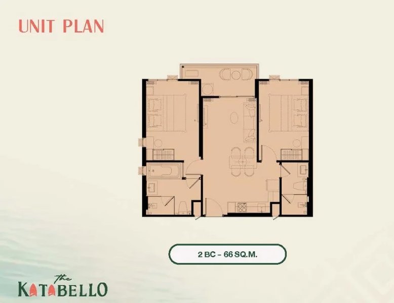 2 Bedroom Apartment 500 meters from Kata Beach, Phuket at The Katabello