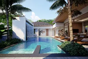 Pool area of villa in Chalong