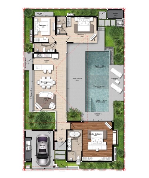 3 Bedroom Villa with pool in Talang area, Phuket at Botanica Pru Jampa