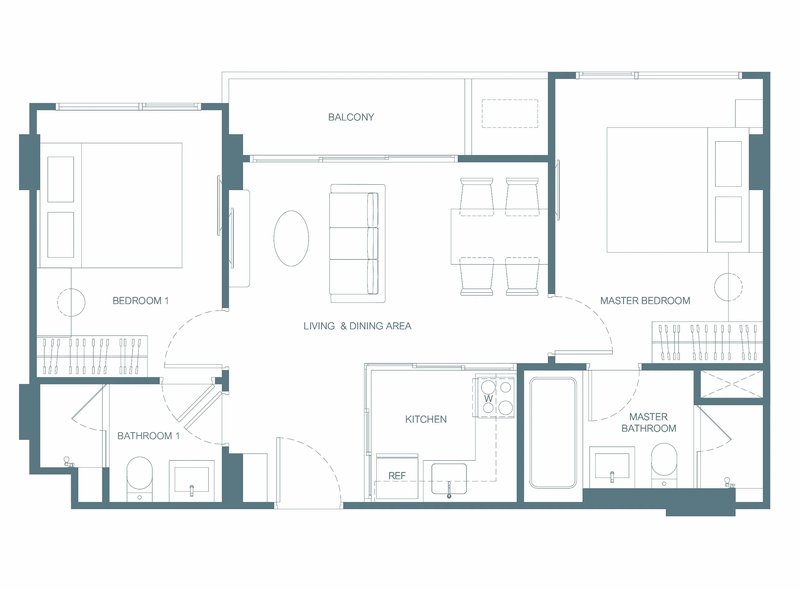 Floor plan of condo in Bangtao