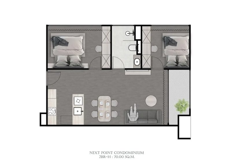 2 Bedroom Apartment in Rawai, Phuket at Next Point Condominium