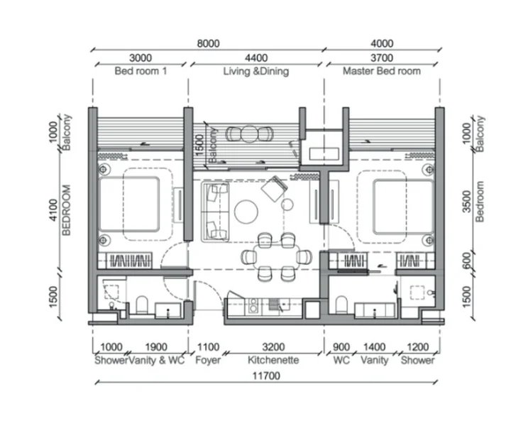 2 Bedroom Apartment 50 meters from Bang Tao Beach, Phuket in Gardens of Eden