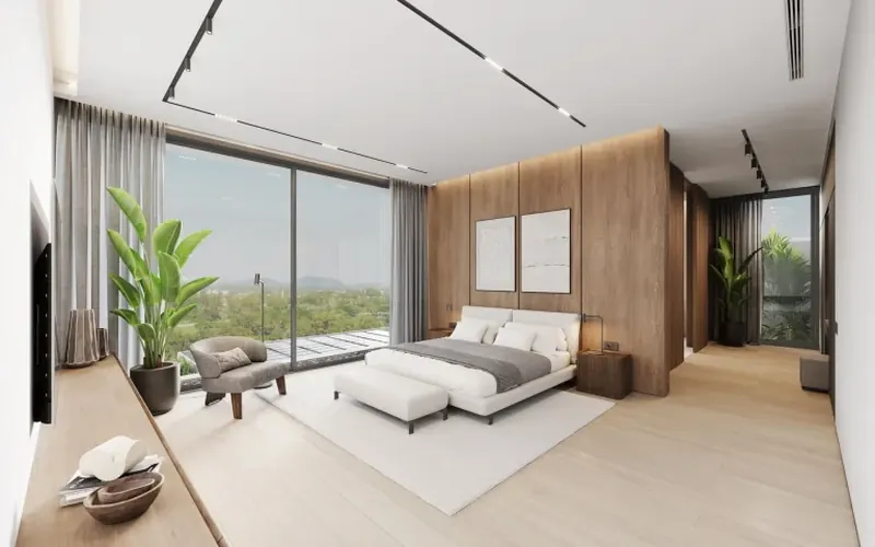 Bedroom of villa in Ко Каео