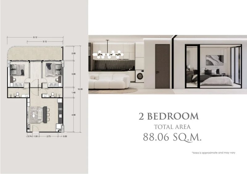 2 Bedroom Apartment near Kata Beach, Phuket in the new Ever Prime Condominium complex