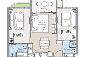 2 Bedroom Apartment next to the Lagoon, Phuket at Laguna Lakelands Waterside Residences