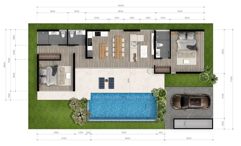 2 bedroom villa with private pool near Nai Ton Beach, Phuket at Aileen Villas Naithon Hills