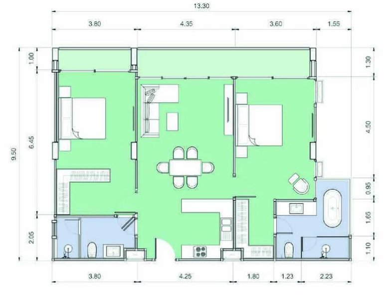 2 Bedroom Apartment in Cherng Talai Area, Phuket at Pirak Condominium