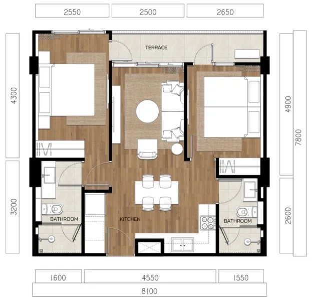2 Bedroom apartment a few minutes from Bang Tao Beach, Phuket in Vip TropiKa Complex