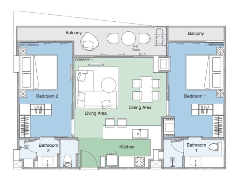 2 Bedroom Apartment in Laguna area, Phuket at Skypark Elara Complex