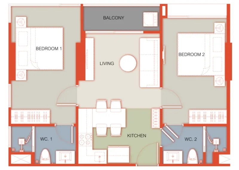 Bedroom of condo in Si Sunthon