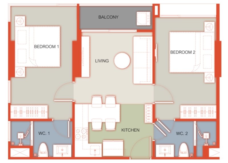 2 Bedroom apartment in Talang district, Phuket in the new Arise Vibe Phuket complex