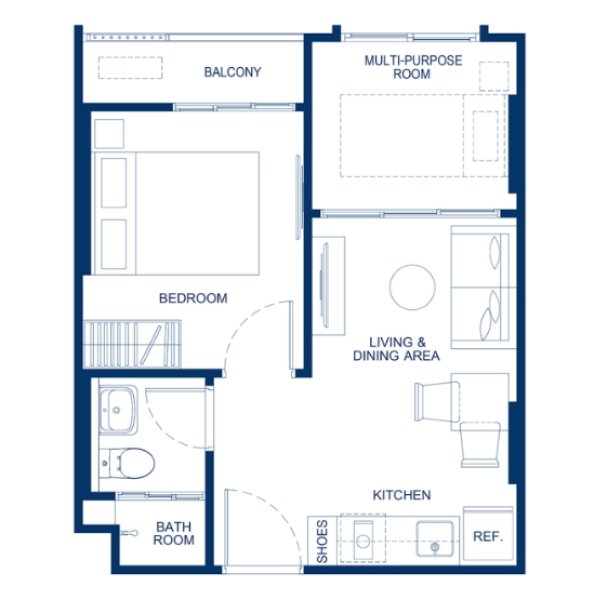 Spacious 1 Bedroom Apartment in Wichit Area, Phuket at The Base Bukit