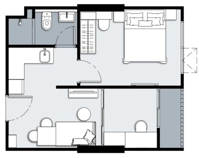 One Bedroom Apartment of 34 sq.m. in Talang, Phuket at The Cube Amaze Srisoonthon