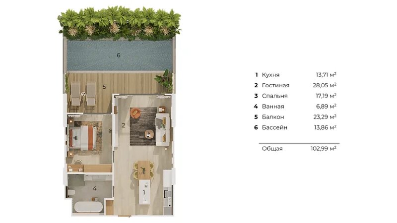 Apartment with Terrace and Private pool in Bang Tao, Phuket in Layan Green Park