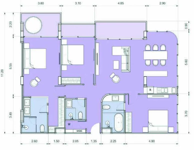 3 Bedroom Apartment in Cherng Talai Area, Phuket at Pirak Condominium