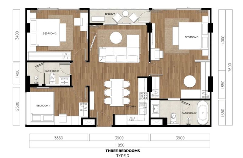 3 Bedroom Apartment in near Bang Tao Beach, Phuket in Vip TropiKa Complex