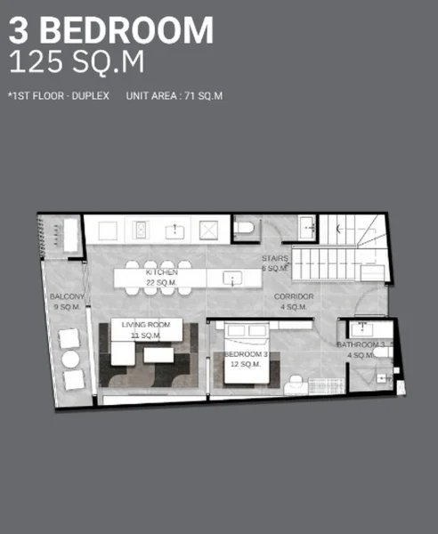 Duplex 3 Bedroom apartment in Kamala district, Phuket at Citygate De Phuket Complex