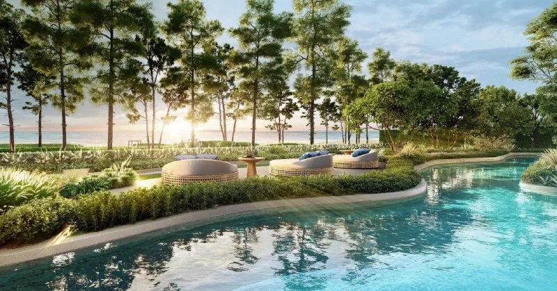 1 ห้องนอนอพาร์ทเม้น 50 เมตรจากทะเลในที่ซับซ้อนชื่อระเบียง