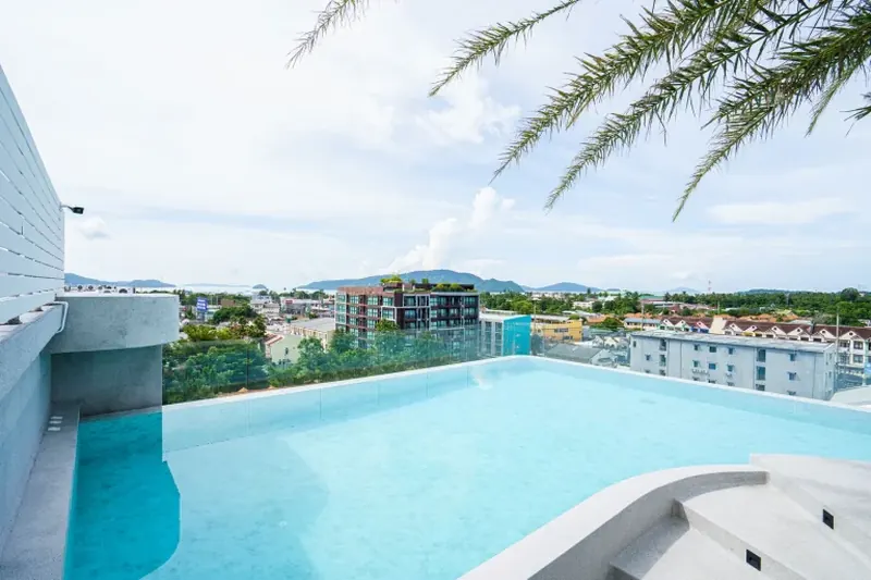 Pool area of condo in Chalong
