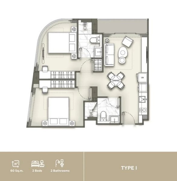Апартаменты с 2 спальнями в 250 метрах от пляжа Карон, Пхукет в комплексе VIBE Residence