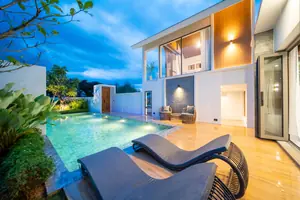 Pool area of villa in Choeng Thale