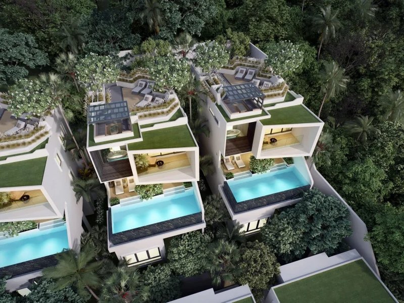 Three-storey villa with panoramic sea views in Mai Khao area, Phuket at Maison Sky Villas