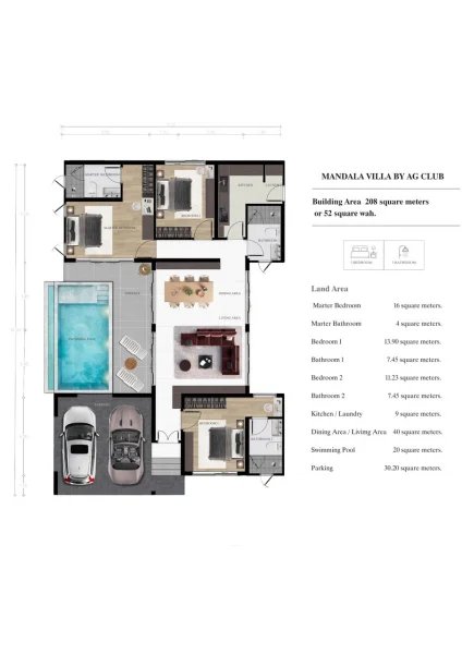 3 Bedroom Villa with pool in Talang area, Phuket at Mandala Villa by AG Club